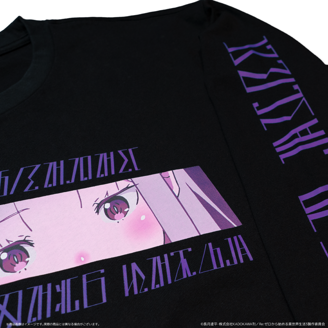 Re:ゼロから始める異世界生活 | AMICIS エミリアロングTシャツ 黒 Re:ゼロから始める異世界生活 | AMICIS エミリアロングTシャツ 黒