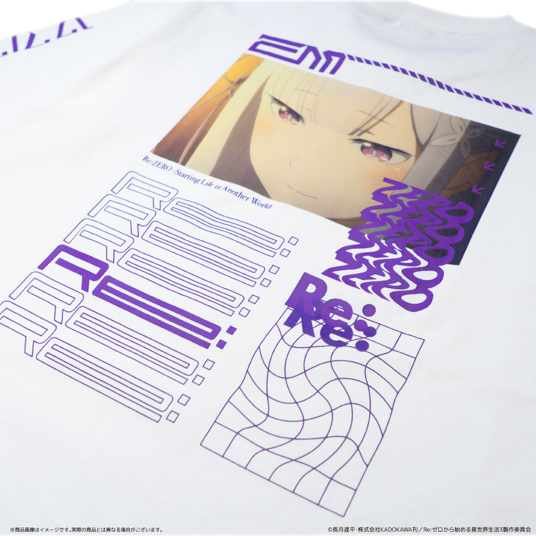 Re:ゼロから始める異世界生活 | AMICIS エミリアロングTシャツ 白 Re:ゼロから始める異世界生活 | AMICIS エミリアロングTシャツ 白